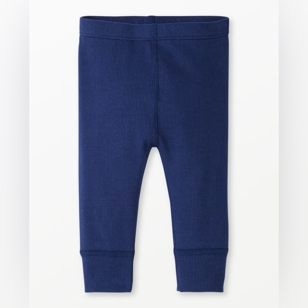 Hanna Andersson Blue Ribbed Baby Leggings 3-6M